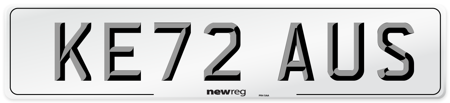 KE72 AUS Number Plate from New Reg